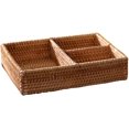 thumbnail image 1 of Rattan Basket Divided Woven Storage Case 3- Compartment Wicker Organizer, 1 of 8