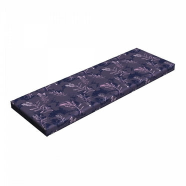 Nature Bench Pad, Abstract with Continuous Branched Herbs, HR Foam Cushion with Decorative Fabric Cover, 45" x 15" x 2", Dark Purple Baby Pink, by Ambesonne