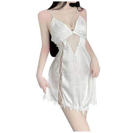 

Mikilon Sexy Women Lingerie Lace Bandage V-Neck Camis Temptation Babydoll Underwear Sleepwear Nightdress Womens Clothes PlusSize on Sale