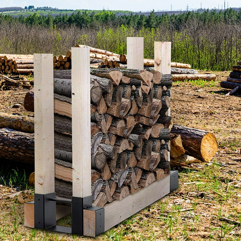 Dengmore Firewood Rack Brackets Fireplace Wood Storage Holder Kit