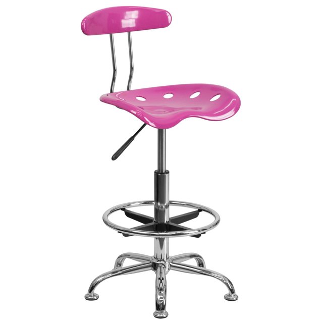 Vibrant Candy Heart and Chrome Drafting Stool with Tractor Seat