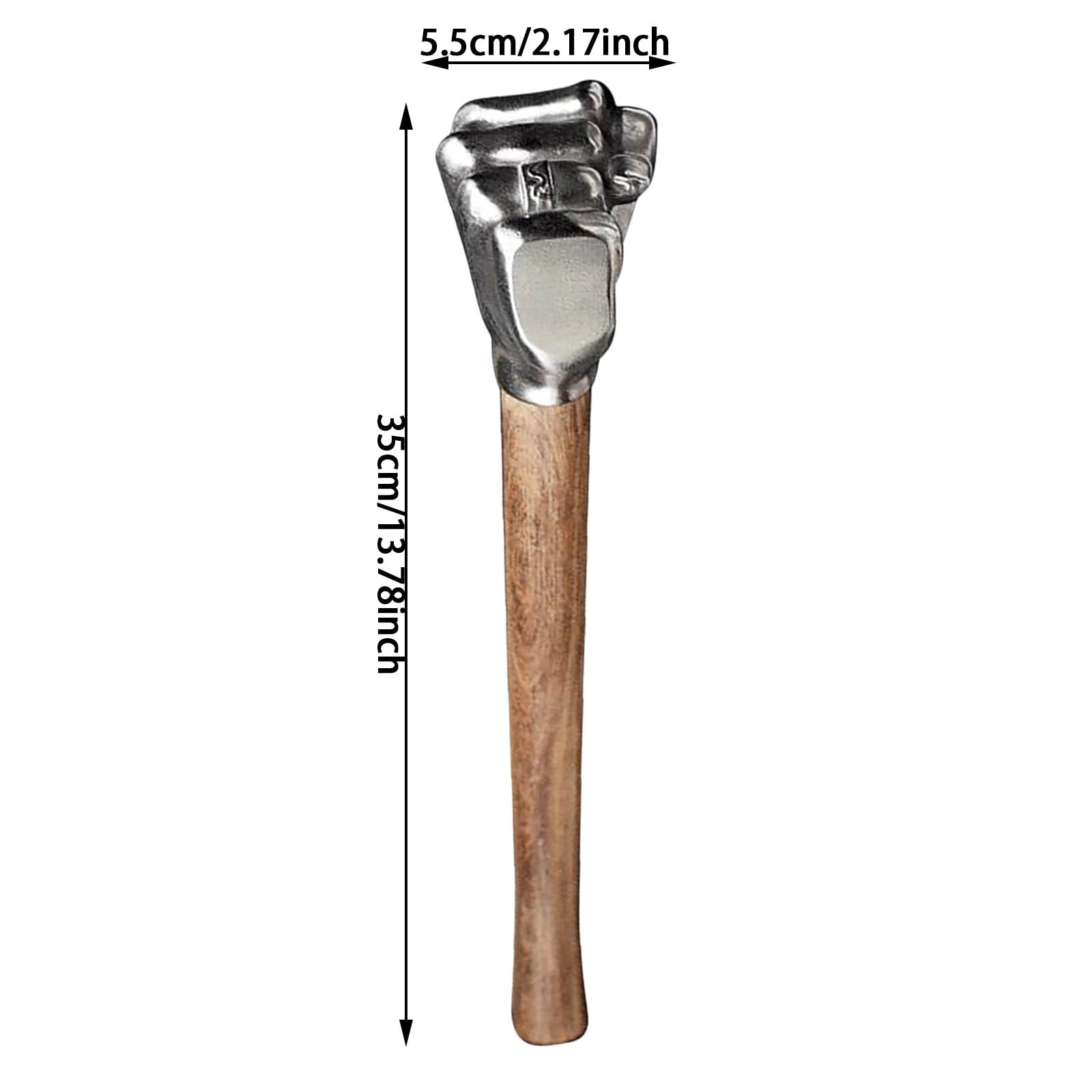 Sledge Hammer Fist Shape Stainless Steel Solid Hammer With Wooden Handle Heavy Duty Funny Hammer For Collection Camping Car Emergency Outdoor Use(Silver)
