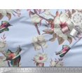 thumbnail image 2 of Soimoi Blue Cotton Jersey Fabric Floral & Bird Fabric Prints By Yard 64 Inch Wide, 2 of 3