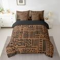 thumbnail image 2 of Castle Fairy Boys Girls Geometric Plaid Stripes Twin Bedding Sets 7-Piece,Bohemian Theme Bedding Comforter Set Microfiber,Black Brown Breathable Sheet Sets,Microfiber Bedroom Decor,Reversible, 2 of 8