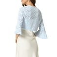 thumbnail image 3 of INSPIRE CHIC Floral Lace Cardigan for Women's Bell Sleeves Open Front Elegant Cropped Shrug Tops, 3 of 5