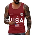 thumbnail image 2 of Domuza Men's 250 Anniversary Usa Shirt Usa Flag Pattern Casual Crew-Neck Sleeveless Tee Shirts 2026 Summer Trendy Comfortable Loose Fit Tops Red 4XL, 2 of 4