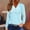 Blue, variant on 2025 New Fashion Plus Size Women's Loose Casual Solid Color V-neck Button Long Sleeved Top