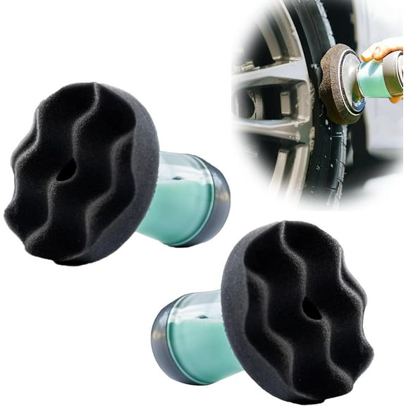 2PCS Exoforma Flow Tire Shine Applicator - Reusable Tire Dressing Applicator for Car & Truck | No-Drip, 3D Shine Sponge | Works with All Tire Gel & Shine | Professional Car Detailing Brush