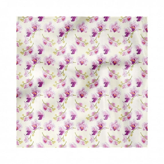 Orchids Decorative Napkins Set of 4, Romantic Blossom Ascocenda Flowers Vintage Style Bouquets, Silky Satin Fabric for Brunch Dinner Party, 18", Dark Magenta Ivory, by Ambesonne