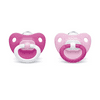 NUK Orthodontic Baby Girls Pink Pacifiers Shaped To Soothe With Protective Storage Case, 0-6 Months, 2-Pack