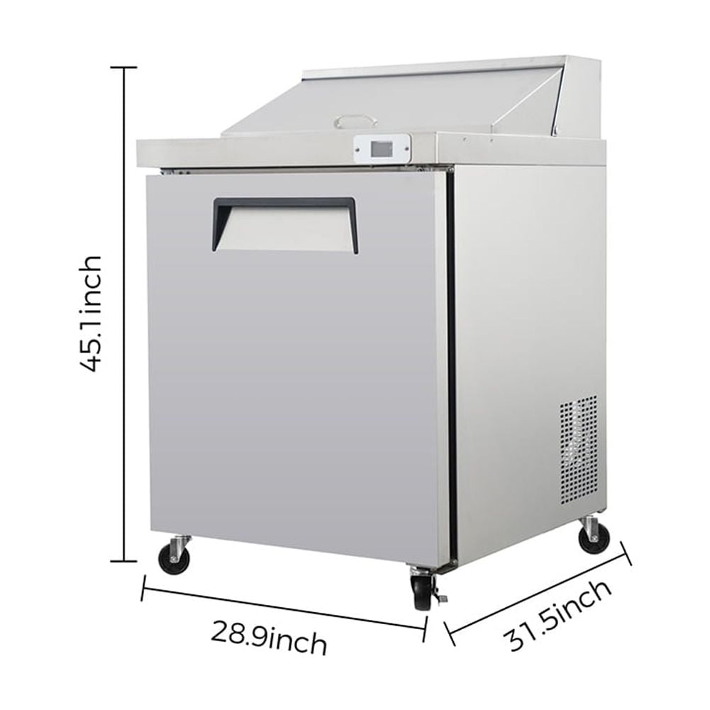 Yesurprise Commercial Refrigerator, Sandwich Prep Table with Adjustable Shelf Brackets, Automatic Defrosting Function, Food Pans, Detachable Cutting Board Salad Refrigerator