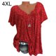 thumbnail image 1 of Camiseta de mujer Cuello en V Tops estampados Manga corta Paño suelto de verano, 4XL Jumpingount AP001952-06, 1 of 5