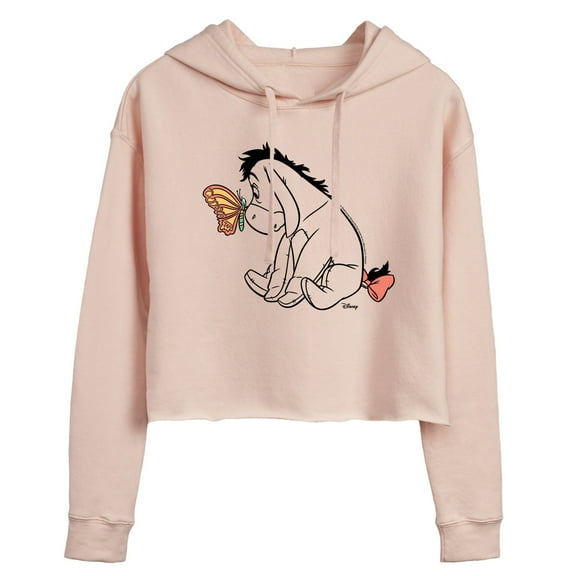 Disney - Eeyore And Butterfly - Juniors Cropped Pullover Hoodie