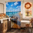 thumbnail image 5 of Coastal Nautical Shower Curtain, Waterproof Shower Curtains for Bathroom, Summer Ocean Beach Seagulls Waves Washable Fabric Bathtub Curtain Set Bath Decor with 12 Hooks Long 72"x84", 5 of 8