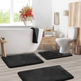 thumbnail image 2 of Semfri 3-Piece Bathroom Rug Set Velvet Memory Foam Bath Mat and Contour Rug Absorbent Fast Drying Black, 2 of 8