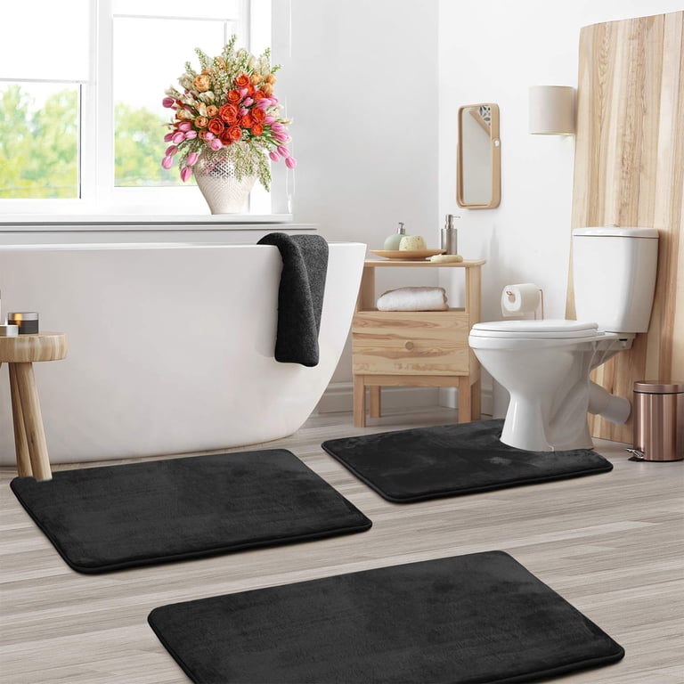 Semfri 3-Piece Memory Foam Bathroom Rug Set photo 2