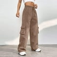 thumbnail image 4 of Jalioing Sportpants for Women Full-Elastic High Waist Solid Color Pockets Basic Casual Baggy Sweatpants (Small, Khaki), 4 of 7