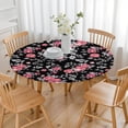 thumbnail image 3 of Round Fitted Tablecloth with Elastic Edges Fits 36"-44" Round Tables Pioneer Colorful Floral Waterproof Table Cover Washable Indoor and Outdoor for Party Kitchen Dinner Banquet Patio Picnic, 3 of 7