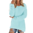thumbnail image 1 of FASHIONWT Women Casual Candy Color Long Sleeve Round Neck Pullover Jumper Sweater, 1 of 2