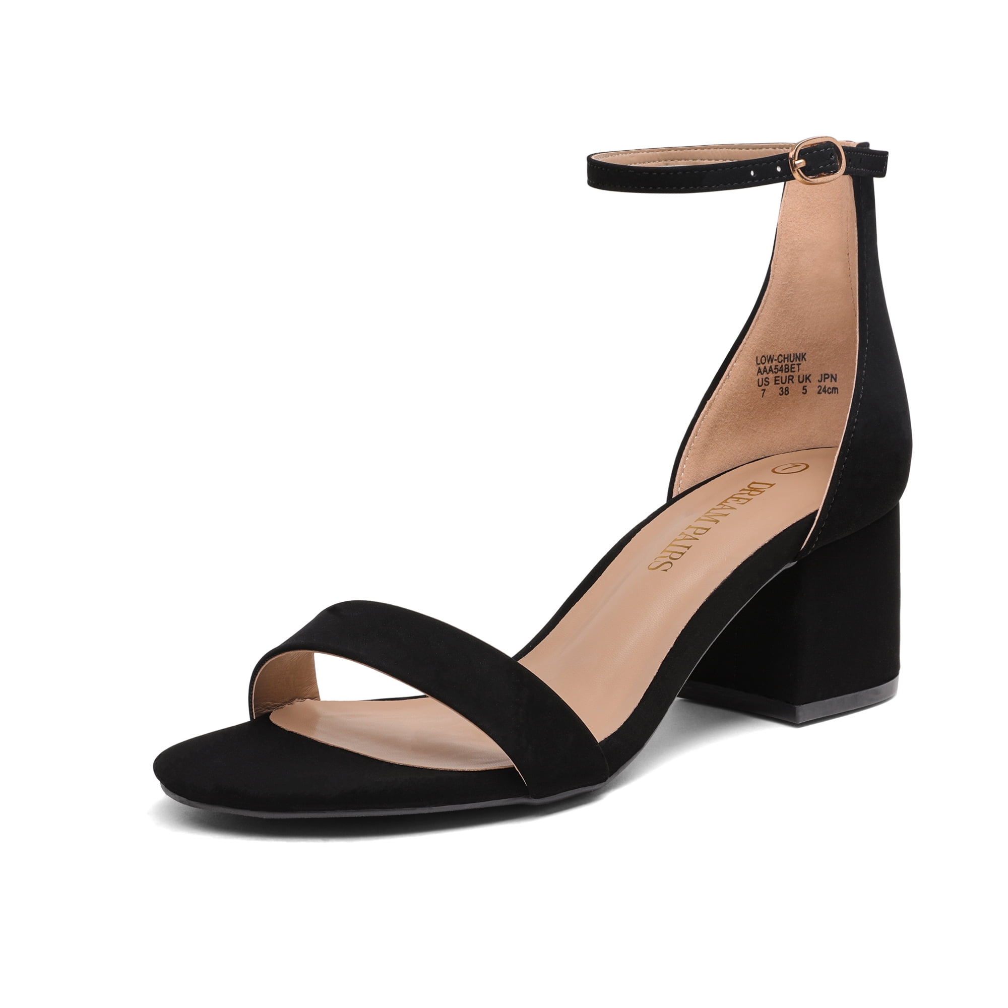 Dream Pairs Women's Fashion Low Heel Ankle Strap Pump Sandals Open Toe  Party Dress Shoes LOW-CHUNK BLACK/NUBUCK Size  | Walmart Canada
