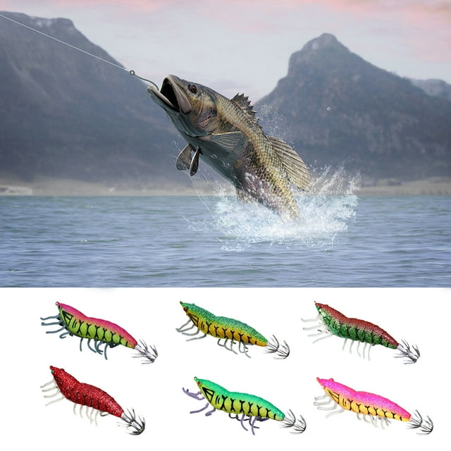 11.5cm Shrimp Bait Luminous Sharp Hook Simulation Tempting Angling Wooden Shrimp Simulation Shrimp Hook Outdoor Fishing