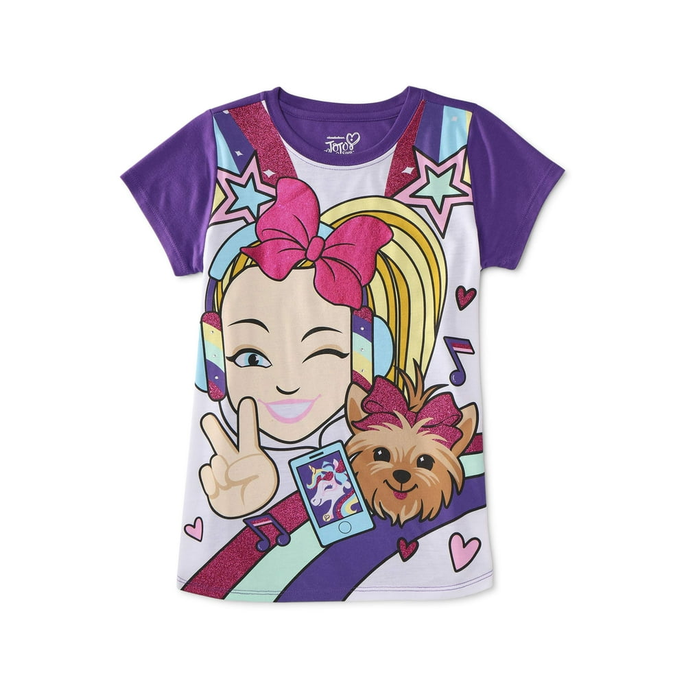 JoJo Siwa Nickelodeon JoJo Siwa and BowBow Girls Glitter Graphic T