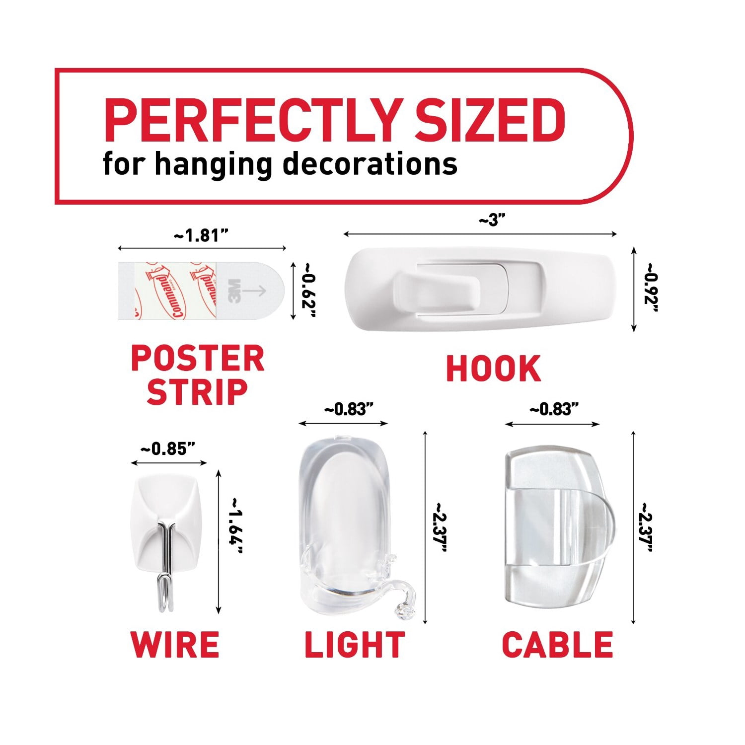 Command Hooks Hang and Decorating Kit, Holds 3 lbs, White, Damage Free Variety Pack