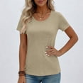 thumbnail image 6 of Tqcoqu Womens Workout Short Sleeve Shirts Round Neck with Breathable Mesh Lightweight for Fitness Yoga Running,Khaki,Women's S-XXL, 6 of 10