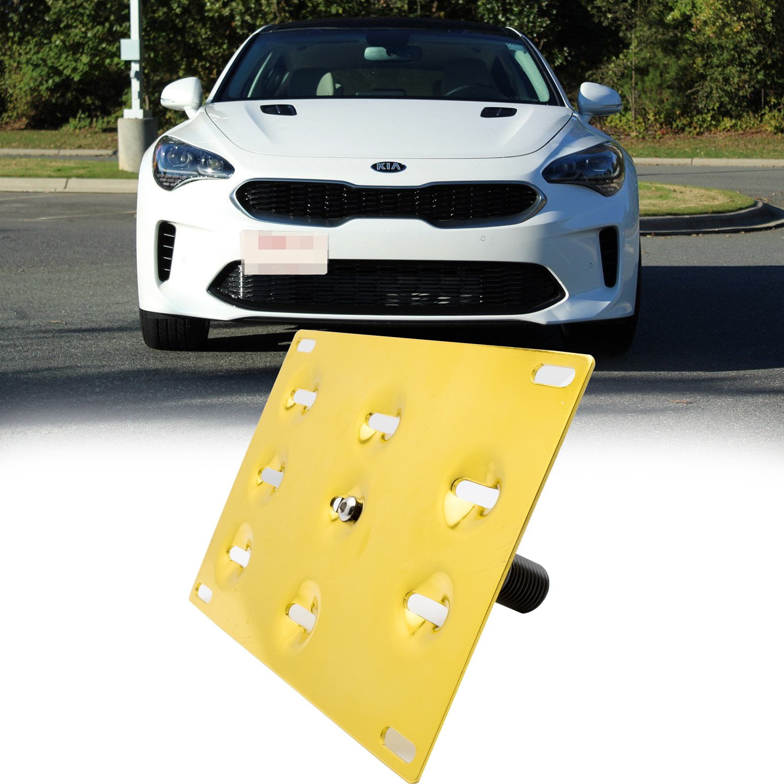 Xotic Tech Set Gold Front Bumper Tow License Plate Mount Bracket