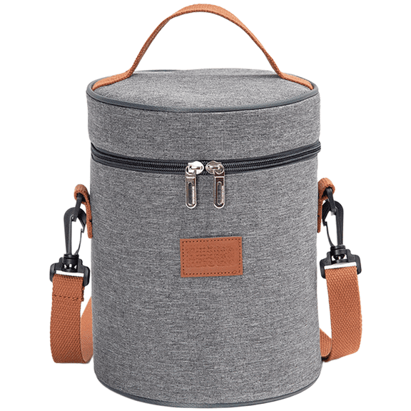 GRIMPEX Round Insulated Lunch Bag with Aluminum Foil Portable Cooler for Picnic Office