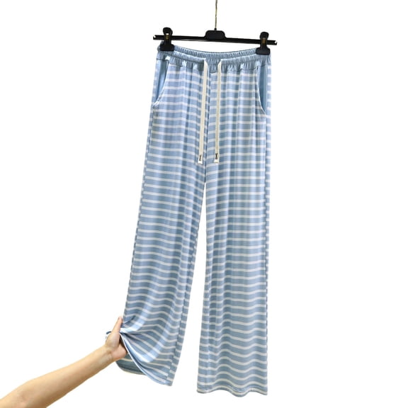 Women's Pants Fashion Casual Pants For Women Casual Striped Straight Leg Wide Leg With A Drape And Loose Pockets Home Pajama