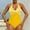 Yellow, variant on Fznquz Swimsuits for Women Tummy Control One Piece Swimwear Back Tie Knot Halter Slimming V Neck Bathingsuits