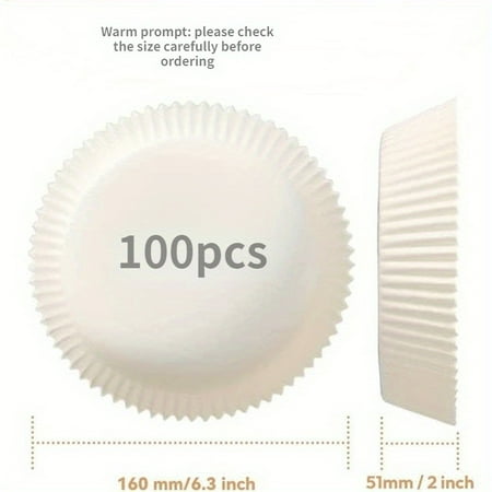 

GoldenCC 50pcs/100 Pcs Special Paper For Air Fryers Double Sided Silicone Oil High-quality Disposable Paper Liner Non Stick Circular Disposable Liner Baking Paper Oil Resistant Foo