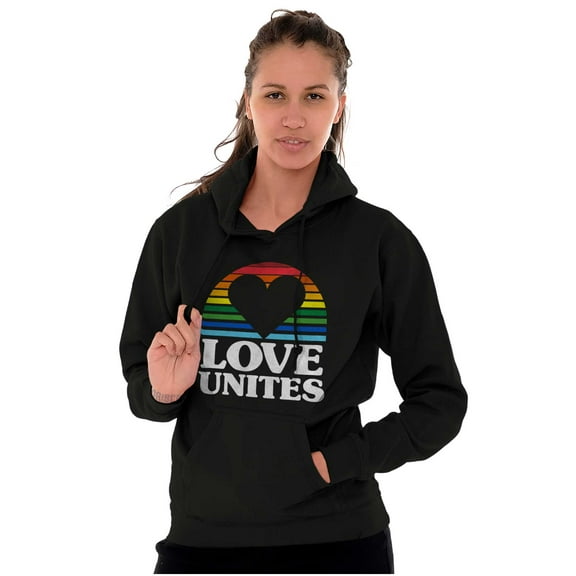Inspirational Love Unites Gay Rainbow Hoodie Sweatshirt Women Brisco Brands S