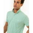 thumbnail image 2 of U.S. Polo Assn. Men's Slim Fit Solid Tipped Interlock Polo Shirt, Patina Green Heather, Large, 2 of 3