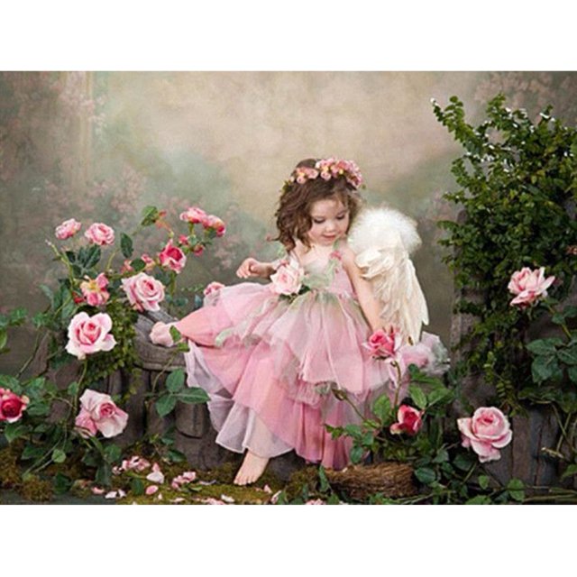 Pintura de diamante 5D DIY Full Drill Angel Girl bordado de punto de cruz (z783 FLhrweasw Nuevo