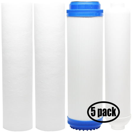 

5-Pack Replacement for Filter Kit for MaxWater 101058 RO System - Includes PP Sediment Filters GAC Filter & Inline Filter Cartridge - Denali Pure Brand