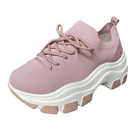 

KBKYBUYZ Summer New Large Size Thick-soled Casual Sports Shoes Round Toe Front Lace Women s Shoes Summer Clearance