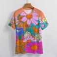 thumbnail image 3 of Nostalgic Vintage Floral T Shirts Basic T-Shirt Short Sleeve Ladies Tee Shirt Summer Graphic Clothing, 3 of 6