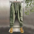 thumbnail image 3 of Pantalones de trabajo con forro polar para hombre, pantalones cargo negros para senderismo, color caqui, para exteriores, de nailon, moda emo, estilo Harajuku, ropa de algodón, 3 of 4