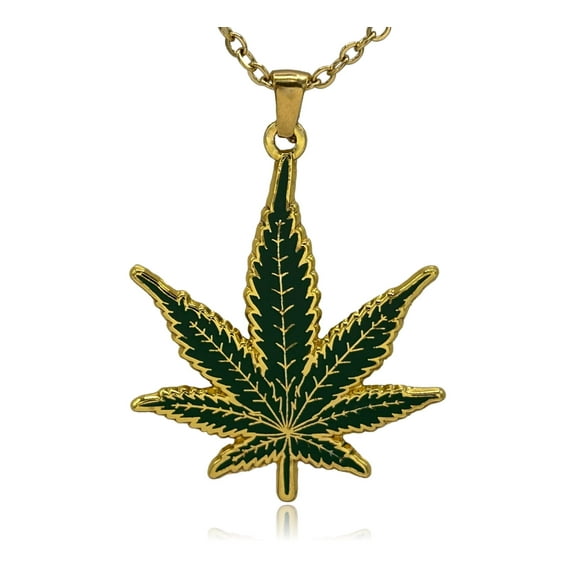Marijuana Leaf Enamel Pendant Necklace | Clayton Jewelry Labs