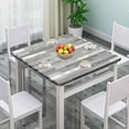 thumbnail image 2 of Wood Grain Elastic Edged Square Tablecloth, Vintage Grey Waterproof Wipeable Table Cover, for Indoor Holiday Family Banquet and Outdoor Patio Use, Fit for 34'''' x 34''''Square Table, 2 of 5