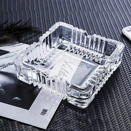 Glass Ashtray,Large Glass Ashtray,Square Glass Cigar Ashtray With 4 Slots for Indoor and Outdoor Decorative