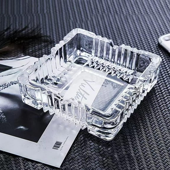 Glass Ashtray,Large Glass Ashtray,Square Glass Cigar Ashtray With 4 Slots for Indoor and Outdoor Decorative