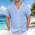 thumbnail image 3 of Men's Casual Linen Shirt - Cuban Collar, Button Down, Breathable Material, Perfect for Summer & Vacation, 3 of 5