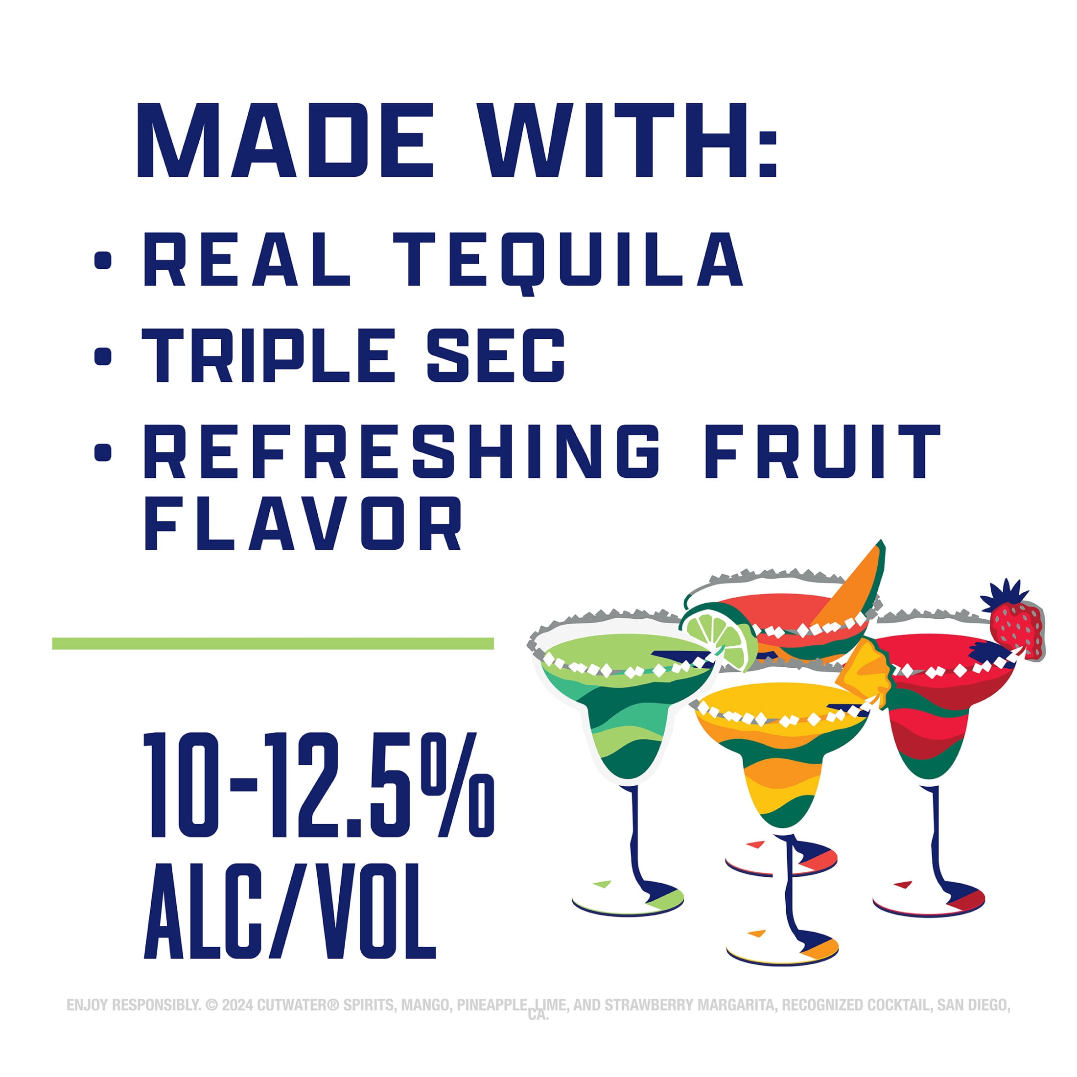 Cutwater Mini Margarita Variety, 12 pack, 200ml Aluminum Cans, 12.5% ABV