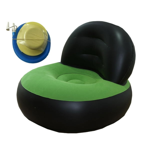 Sofá Inflable con Respaldo Multifuncional con Bomba Portátil para Adultos Suave Negro y verde