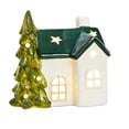 thumbnail image 4 of Christmas Village Ceramic Snow House with Glowing Light, Festive Holiday Decor for Shelf and Desk, Winter Wonderland Decorations for Tabletop, 4 of 7