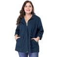 thumbnail image 2 of DARING DIVA Women's Plus Size Drawstring Waist Zip-up Utility Jacket 5X Dark Blue, 2 of 7