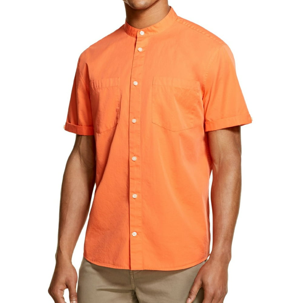 DKNY - Mens Large Banded Collar Short Sleeve Shirt L - Walmart.com ...
